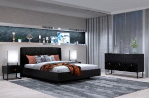 Модульная спальня Марсель (Кураж-мебель) Черный глянец